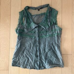 Love Stitch Lacy Collared Tank Top